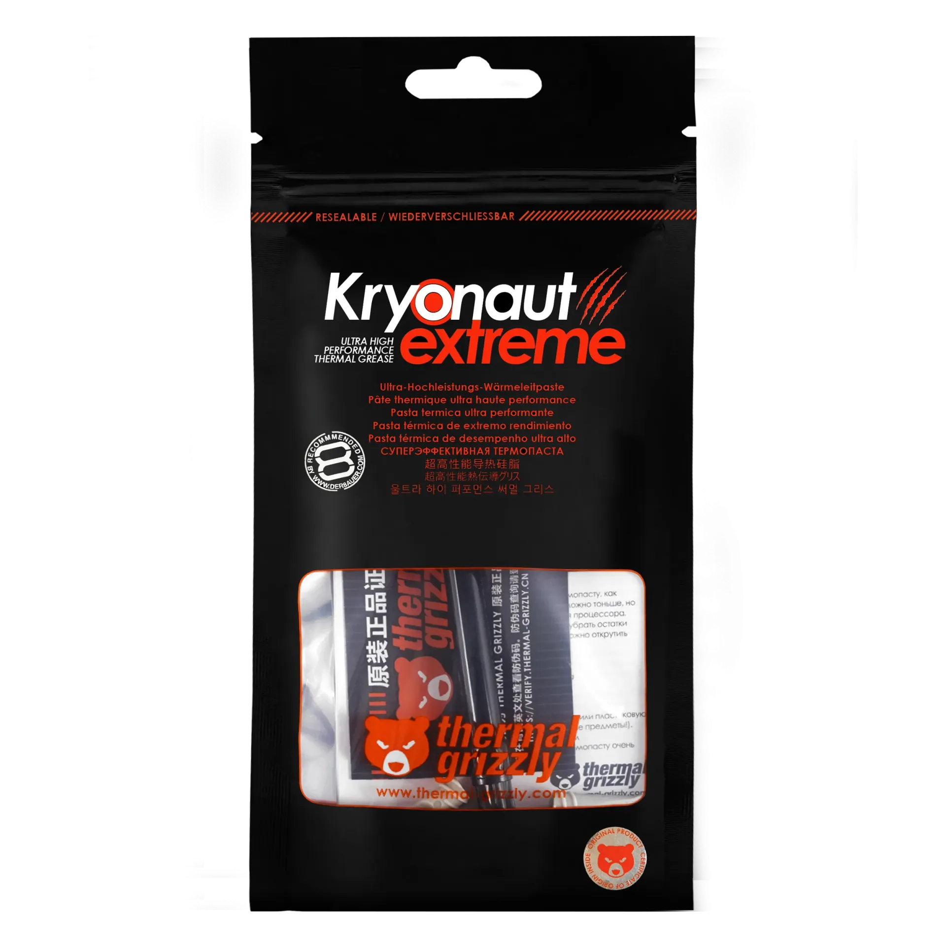 Pasta térmica Thermal Grizzly Kryonaut Extreme 2 g para CPU y GPU.